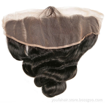 Unprocessed Cuticle Aligned Virgin Human Hair 13x4 Swiss Lace Frontal Closure Hair Loose Wave Peruvian Hair Bundles with Frontal